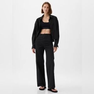 GAP High Rise Stride Wide Leg Canvas Khakis Ankle Pants Black Size 8 NWT RT$80